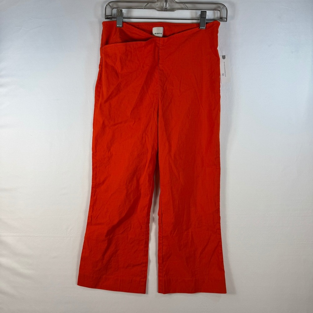 Maeve Anthropologie Colette Cropped Wide Leg Pants Orange High Rise Size 8 NEW